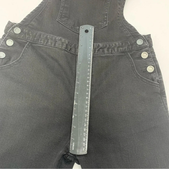 Denim Overalls Woman 28  Black Straight Crop Stretch Pockets  Mid Rise Y2K Retro - Picture 12 of 13